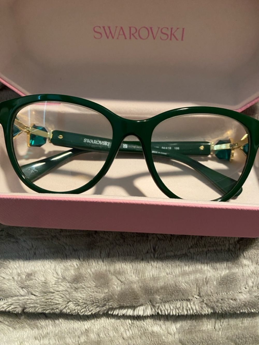 Swarovski Women's Deep Green Crystal-Trim Eyeglass Frames